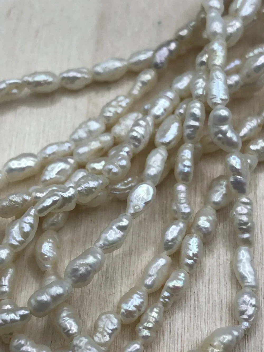 Vintage Genuine Rice Pearl Bracelet 14 K Gold Clasp 5 Strands Layers
